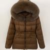 OFTBUY 2024 Winter Jacket Women Natural Real Raccoon Fox Fur Collar Hooded White Duck Down Coat Belt Thick Warm Casual Outerwear