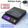 Полностью водонепроницаемые электронные кухонные весы 5 кг/0,1 г 10 кг/1 г цифровые измерительные весы подходят для зарядки через USB/подключения/аккумулятора