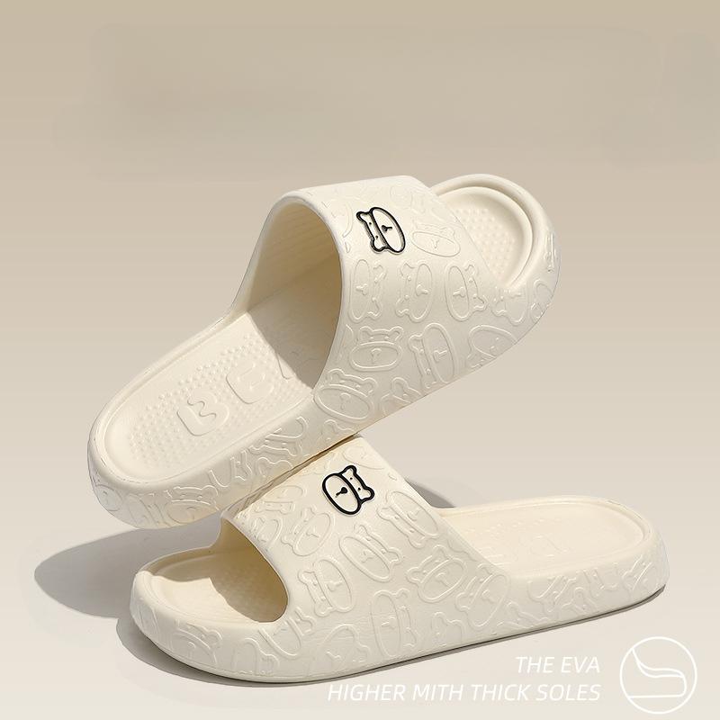 Тапочки для ванной комнаты для мужчин и женщин. Летние противоскользящие сандалии с милым медведем. Домашние сандалии.