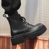 Мужские ботинки Мартина черные простые новые высокие на шнуровке на толстой подошве универсальные осенне-зимние бархатные ботинки 30322-J