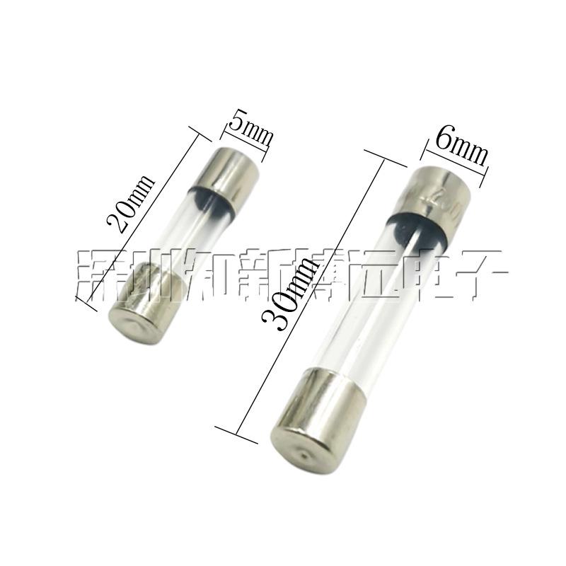 250V Glass Fuse Tube 5x20/6x30mm, Current-Limiting F0.5A-12A