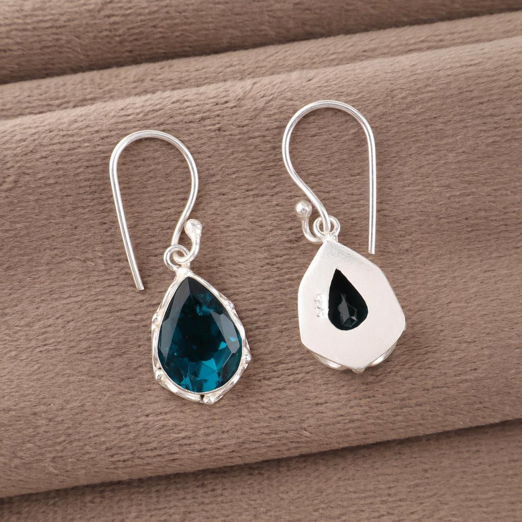 Апатит Ювелирные изделия из серебра ручной работы, Серьги из стерлингового серебра 925 пробы, Красивые ювелирные изделия с драгоценными камнями ручной работы, Серьги с апатитом для нее