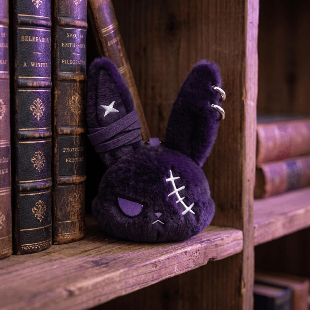Gothic Wounded Rabbit Keyring Hoop Earrings Cute Furry Bag Pendant  Gift For Women