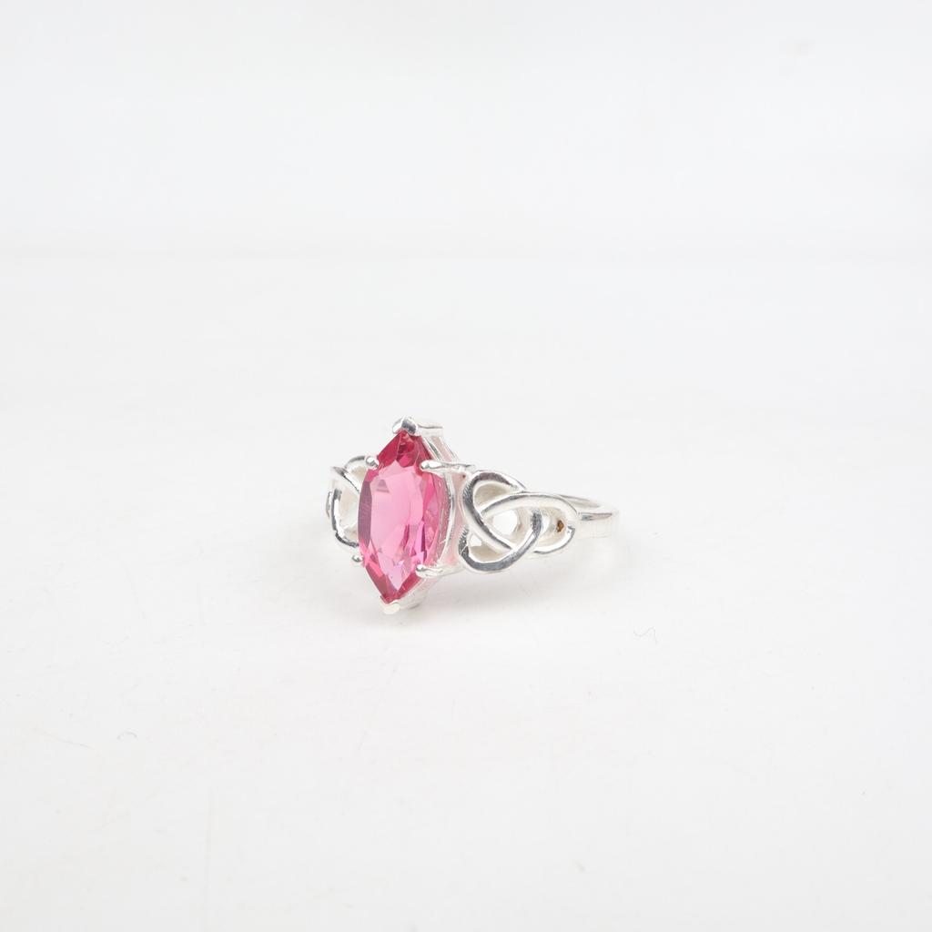 Rare Pink Tourmaline Gemstone 925 Sterling Silver Jewelry Wedding Ring For Her CZR-5-2