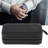 2Grids Portable Travel Watch Storage Box PU Leather Zipper Case Organizer Black