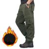 Winter Thick Fleece Cargo Pants Men's Cotton Casual Pants Double Layer Plus Velvet Warm Thermal Trousers
