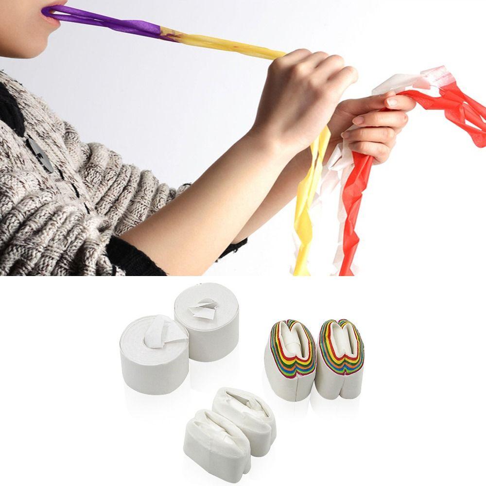 12pcs/set Multi-color Magic Prop Streamers From Mouth Magic Tricks Supplies Mouth Coils Paper