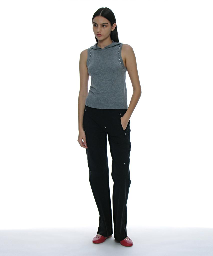 PARTIMENTO WOMEN Studded Hoodie Knit Top_Melange