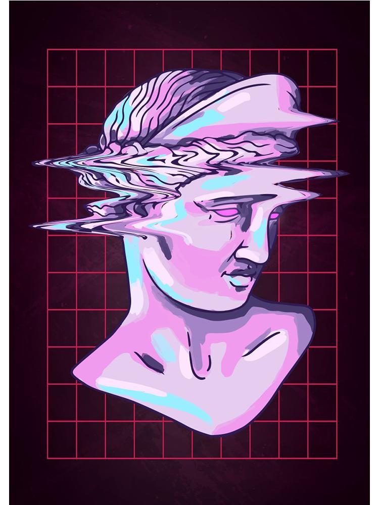 Неоновый эффект Vaporwave Glitch Скульптура Плакаты Печать Холст Картина Абстрактная настенная художественная картина для современной гостиной Домашний декор