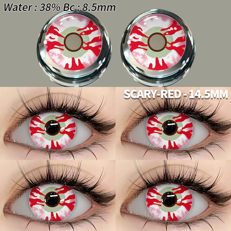 Eyeshare 1 Pair Red Cosplay Contact Lenses for Eyes Halloween Eye Makeup Lens Crazy Cosplay Party Accessories