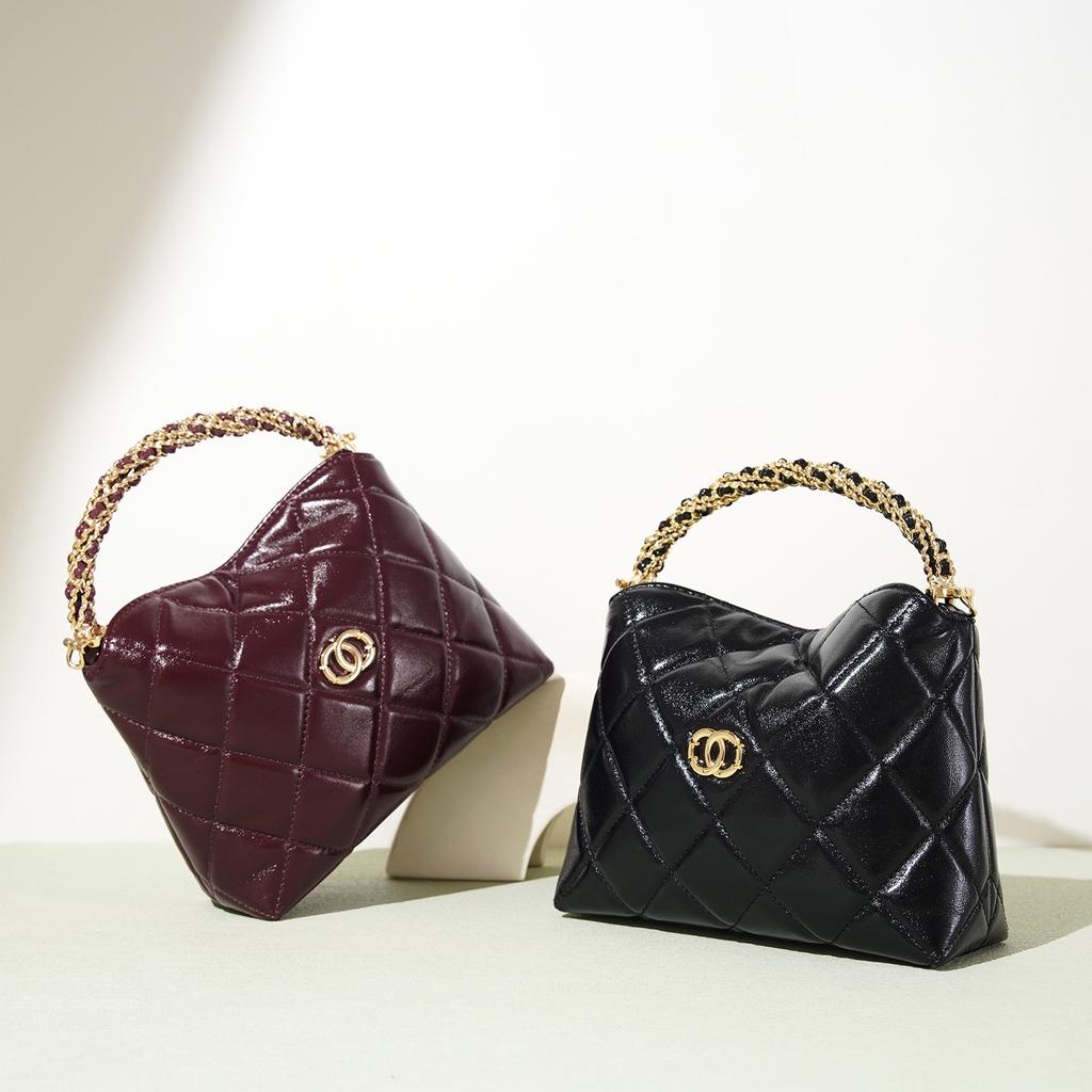 Сумка-ромб, мягкая кожаная витая цепочка, женская сумка через плечо.