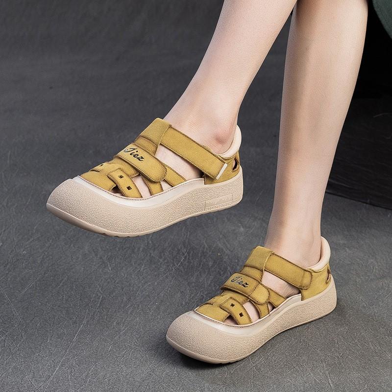 Johnature Comfortable Soft Sole Hollow-out Breathable Genuine Leather Leisure Sandals Versatile Women's Shoes