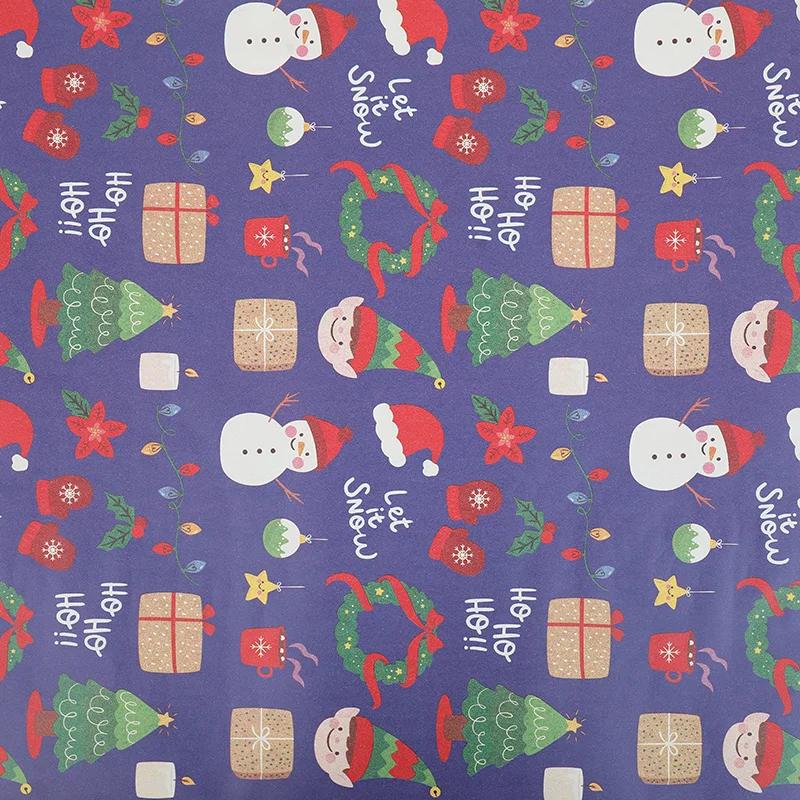 10M/roll Kraft Christmas Wrapping Paper Cartoon Santa Claus Elk Gift Box Packaging Material New Year Xmas Party Diy Decoration