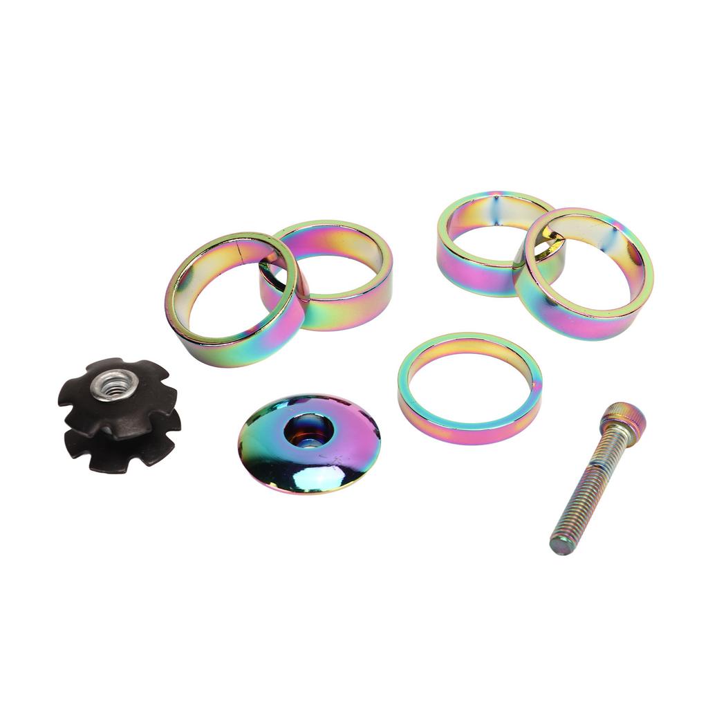 28.6mm Bike Headset Spacers Aluminum Alloy Colorful Stem Top Cap Headset Star Nut Set for Mountain