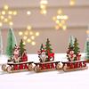 Santa Claus Sleigh Ornament Burr Free Unique Design Smooth Edge Sled Ornament Table Top DIY Wooden Craft Christmas Decoration