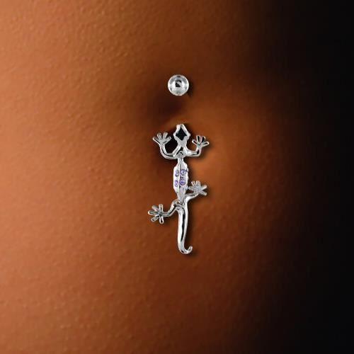 Ювелирные изделия для пирсинга пупка из стерлингового серебра 925 пробы с висячей саламандрой