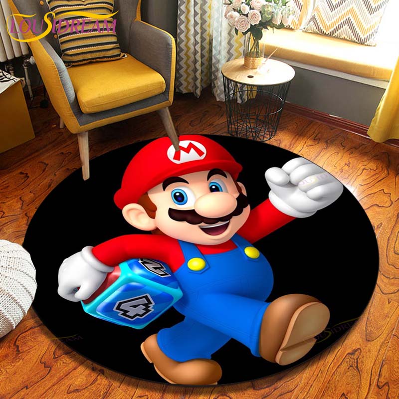 Круглые коврики с героями мультфильмов «Братья Марио», коврик для гостиной, декор комнаты, домашние коврики, игровой коврик, детский милый ковер, ковры в стиле аниме