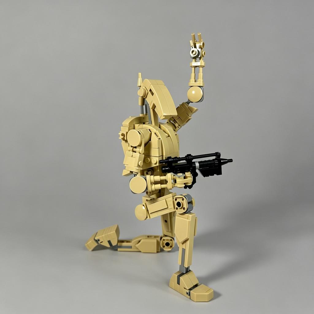 Sci-Fi Combat Droid Model Kit, MOC Building Robot Figure, Detailed Collectible Display Set