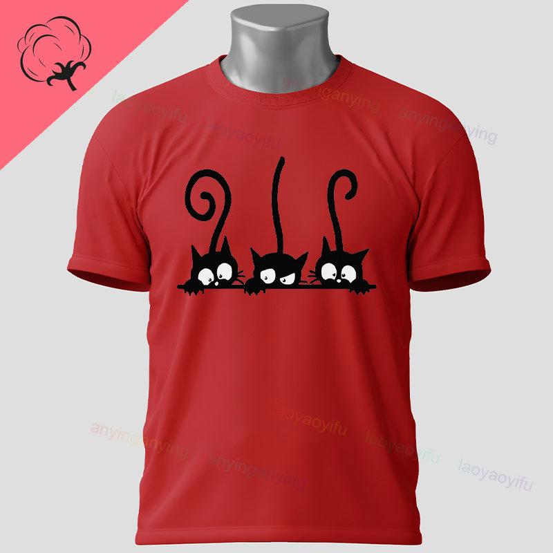 Funny The Neko Face Graphic Tshirt Fashion Casual Short Sleeve Round Neck 100 Cotton Y2k Tshirt Perfect For Outdoor Wear