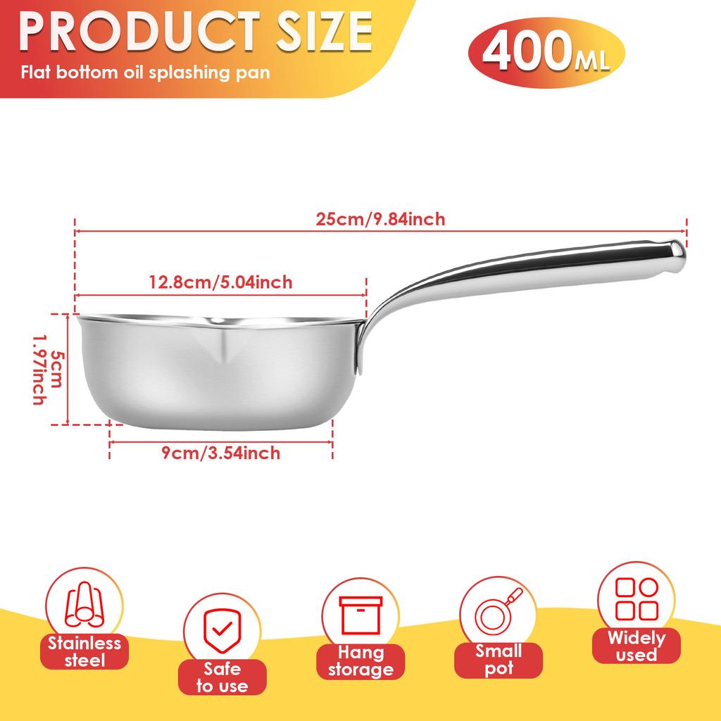 Кастрюля из нержавеющей стали для горячего масла, антипригарная кастрюля для соуса, кастрюля для супа с носиком для слива, молочник, кастрюля для соуса, для варки, кипячения, подогрева масла, тепловые кастрюли