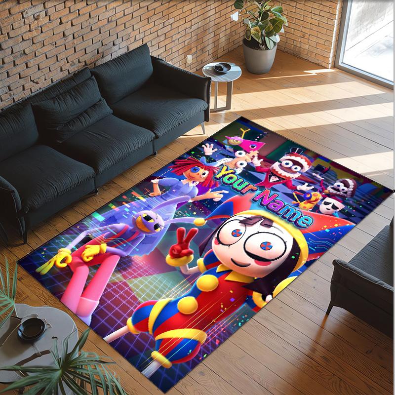 Personalized Crystal Velvet Carpet Custom Name Text,The Amazing Digital Circus Anti Slip Area Rug For Home Decoration