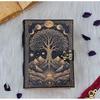 Celestial Tree of Life Journal Vintage Lock Diary with Moon Phases | Handmade Spellbook, Grimoire, Witchcraft Notebook, Book of Shadows