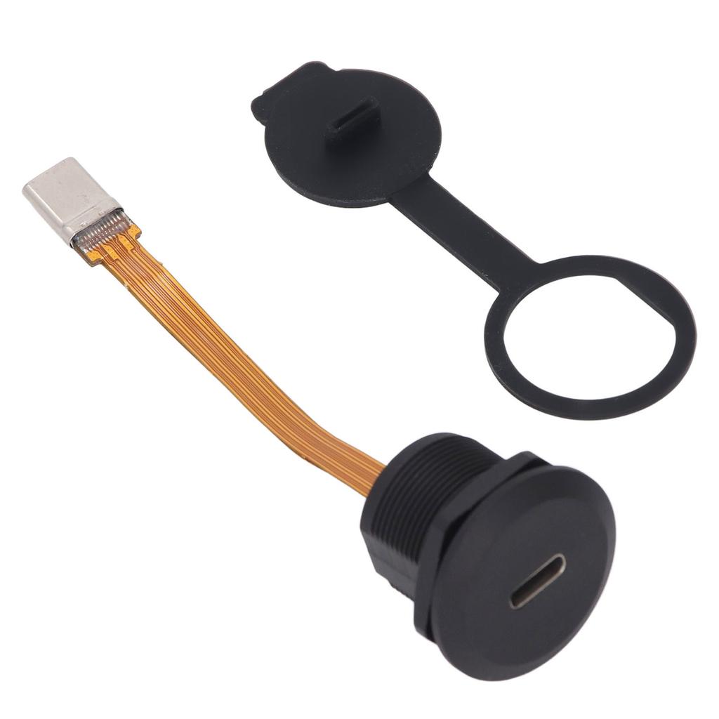 Type C 3.1 Female To Male Panel Mount Adapter 0.1m FPC Cable IP67 Threaded USB C 3.1 Panel Mount