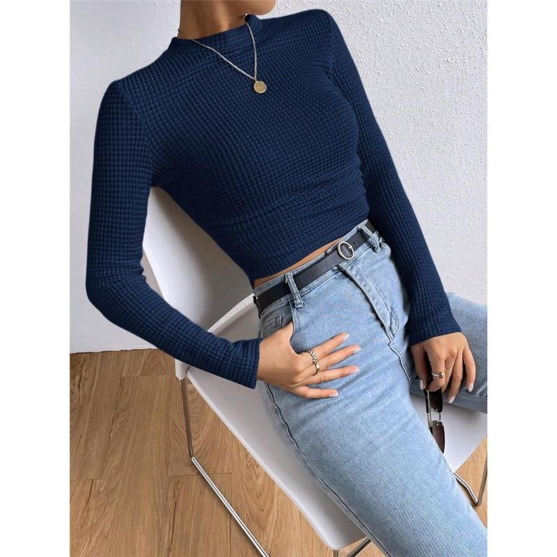 Универсальная женская футболка в клетку с длинными рукавами Slim Fit