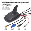 Superbat Цифровая автомобильная радиоантенна Усиленная антенна DAB/DAB+ GPS FM AM Совместима с Sony AutoDAB Крепление на крышу