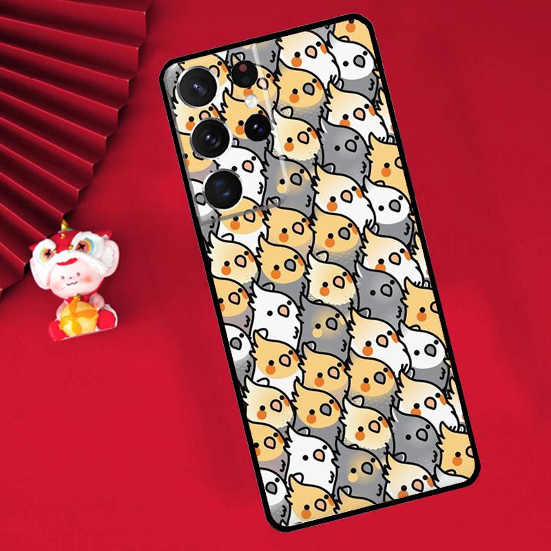Cartoon Cockatiel Collage Case For Samsung Galaxy S25 S26 Ultra S22 S23 S24 Ultra S20 S21 Plus S10 S25 FE Cover Funda