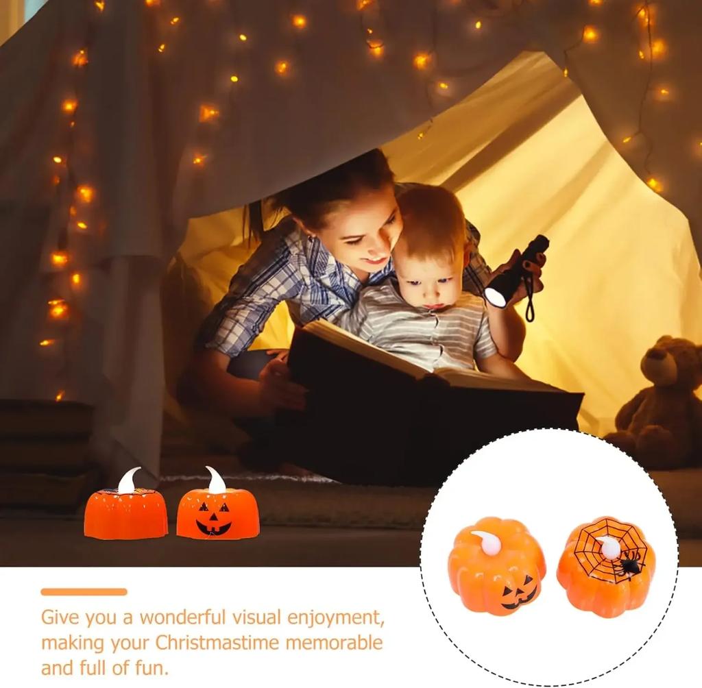 Halloween Pumpkin Light LED Candlestick Lamp Ornaments Props Happy Halloween Party Props Pumpkin Candle Light Home Decoration