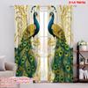 2pcs,2D Plane Printing Curtains Digital Printed Regal Peacocks Versatile Polyester Fabric (without Rod) All Seasons for Living