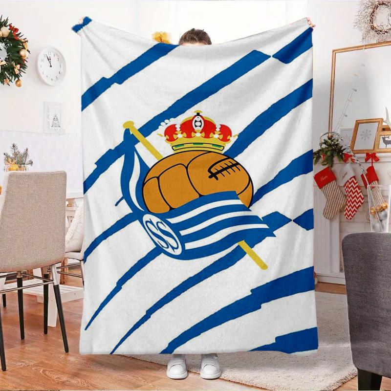 Real Sociedad Blanket Outdoor Flannel Blanket for Camping, Hiking, Garden Parties, Picnic Essentials,gift for family and friends