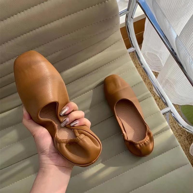 Мода Байламос Женские Балетки Новые Балетки Мягкая Кожа Мокасины Слипоны Ретро Бабушкины Туфли Женские мюли тапочки Весна Лето