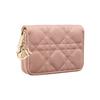 Dior Lady  Checkered Pattern Solid Color Zipper Wallet With Detachable Pendant Women Wallet Rose-Pink S0985ONMJ-M49P