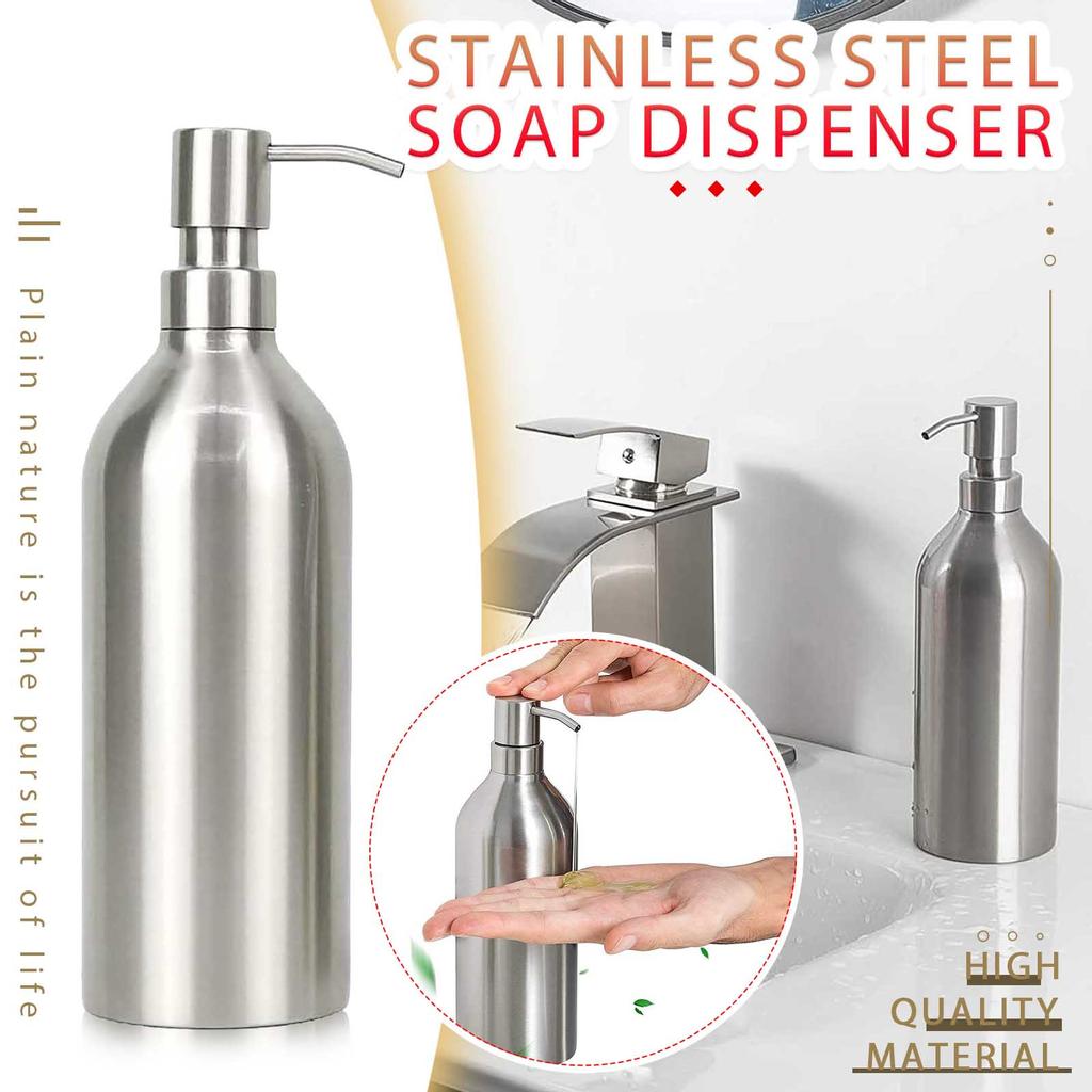 Stainless Steel Refillable Pump Bottle for Cleaning Liquids with Durable Construction Suitable for Kitchen Bathroom and Household Use
