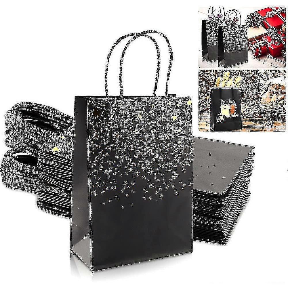 24pcs Kraft Paper Gift Bags, Hot Stamped Kraft Paper Gift Bags With Golden Heart