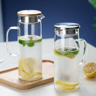 Стеклянный кувшин с крышкой, термостойкая стеклянная графин для воды с ручкой для холодильника, кувшин для холодного чая, молока, горячих и холодных напитков 1000 мл