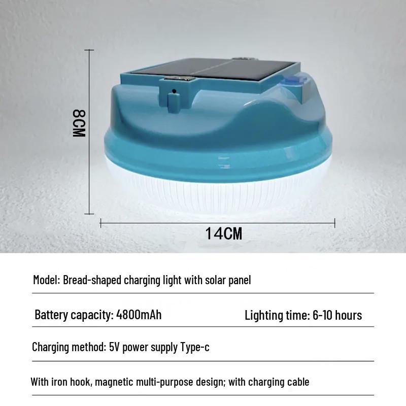 Portable Solar-Powered Three-Speed Waterproof Camping Light with Hook and USB Charging