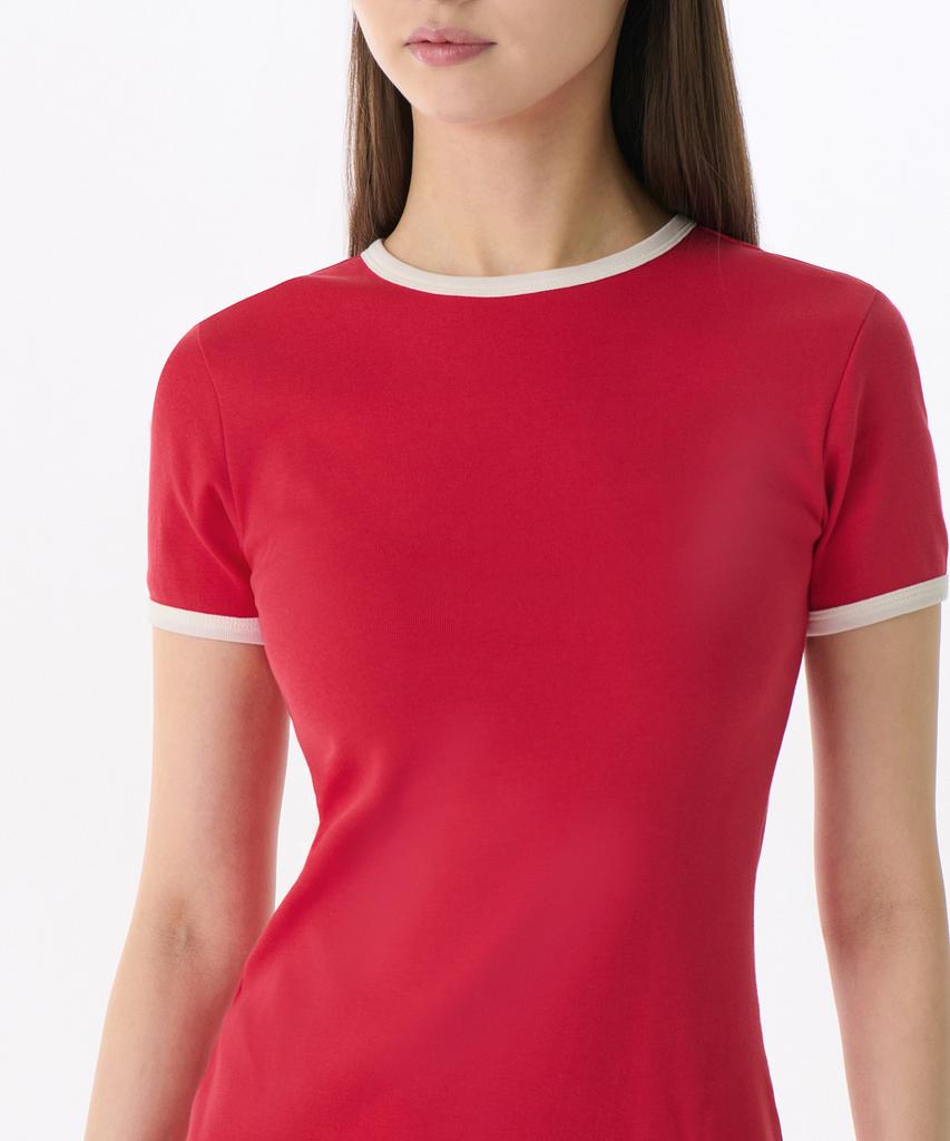 Musinsa Standard Woman Women'S Slim Ringer Jersey Mini Dress [Red/Ivory]