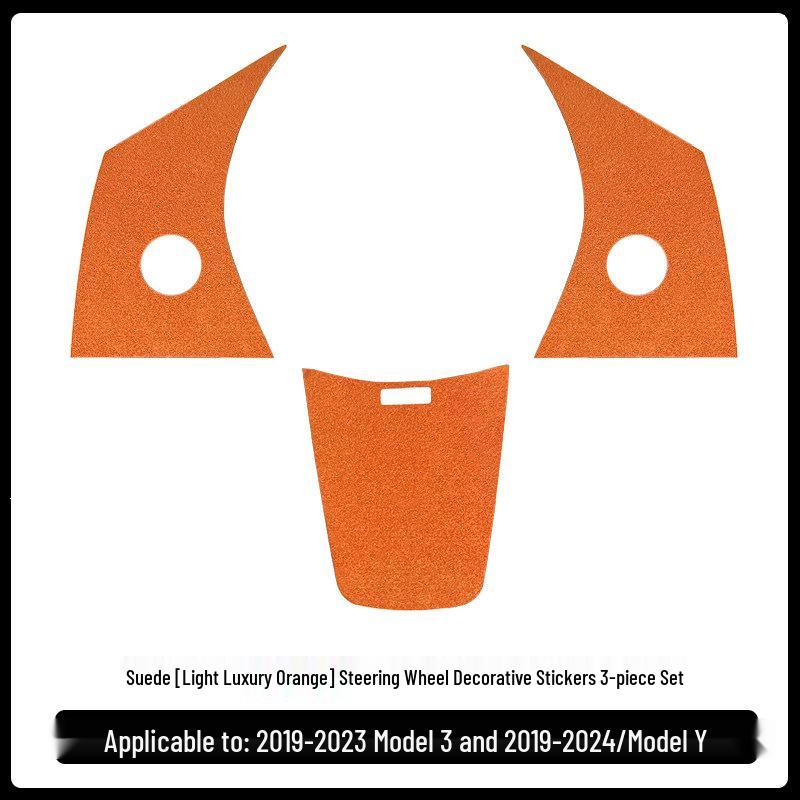 Suede Steering Wheel Cover & Button Stickers for Tesla Model Y/3