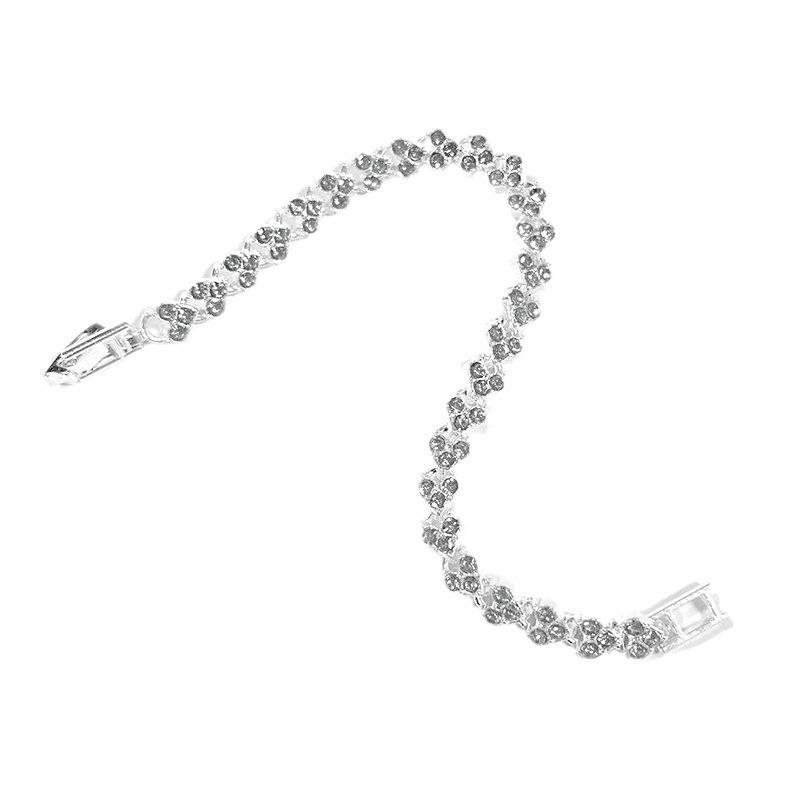 Браслет в форме сердца со стразами с серебряным покрытием: Женское модное украшение для рук с кристаллами