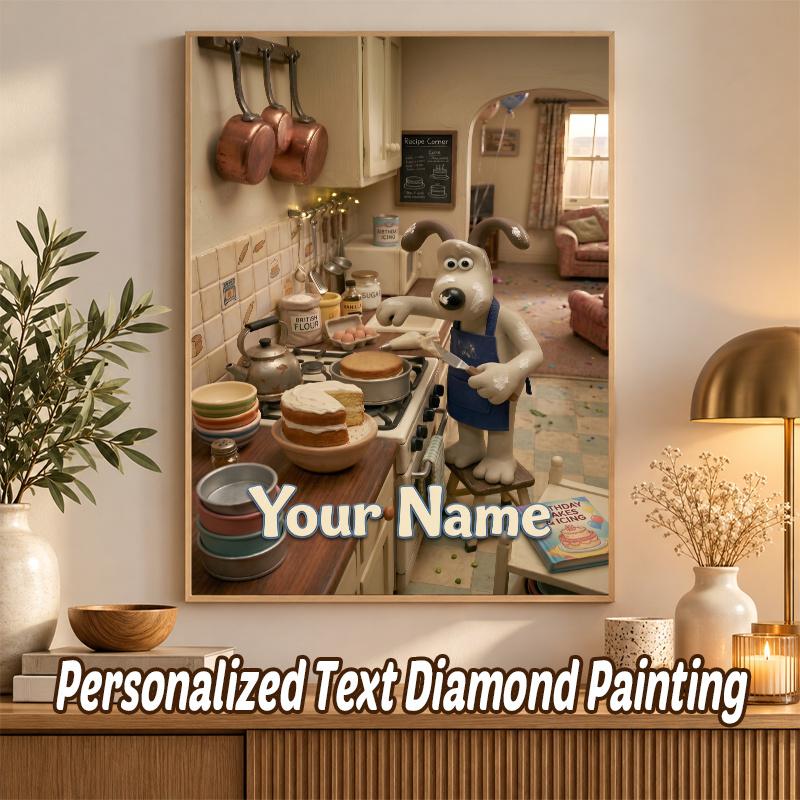 Wallace & Gromit Custom Name Text 5D Diamond Painting Kit DIY Full Drill Diamond Art Decoration