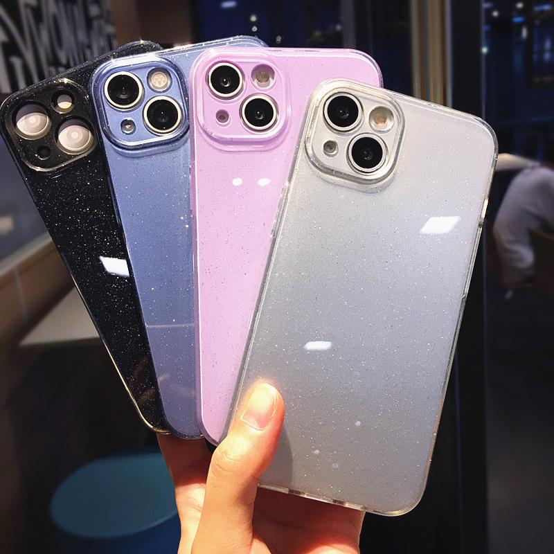 Прозрачный чехол для телефона с ледяным кристаллом и блестками для Iphone 13 12 11 Pro Max Xr Xs X 11 13 Pro, защита объектива, противоударная прозрачная задняя крышка