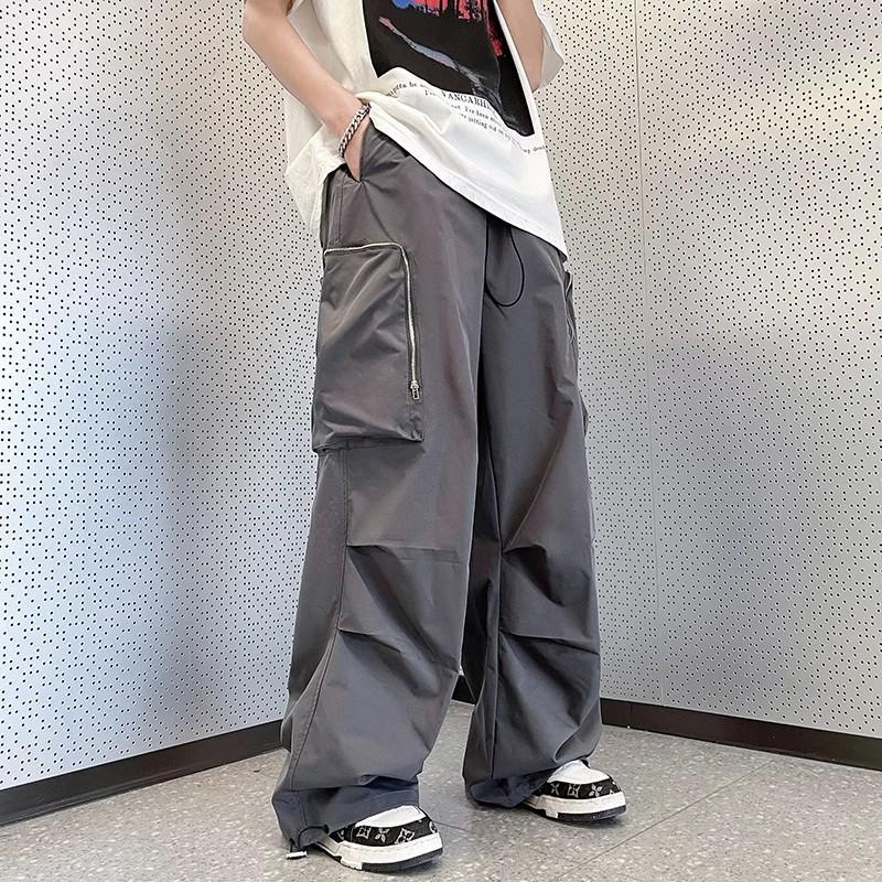 Мужские мешковатые черные брюки-карго большого размера Y2K, японская уличная одежда, прямые брюки в стиле Харадзюку, мешковатые широкие брюки, мужские винтажные карманы