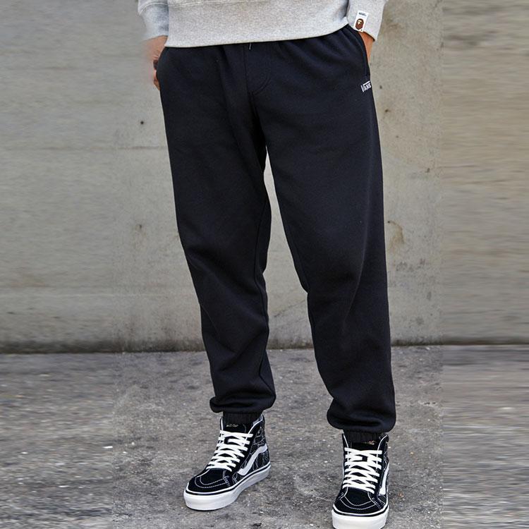 Vans Штаны мужские спортивные с манжетами из плотной трикотажной ткани с флисовой подкладкой, черные VN0A3HKNBLK