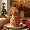 Pastel Christmas Decorations Snowman Ornament for Tabletop Decor, Retro Resin Figurine Holiday Store Window Display with Knitted Texture Winter