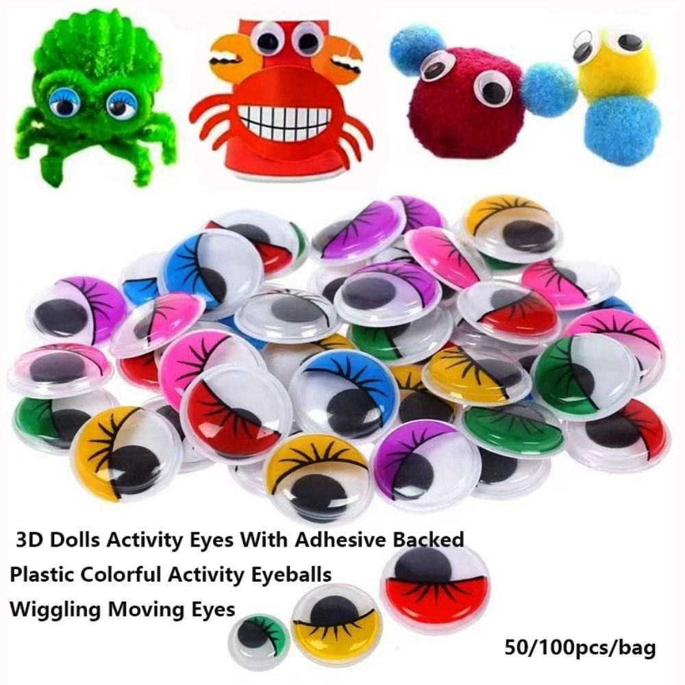 50/100pcs/bag Plastic Colorful Activity Eyeballs with Eyelashes DIY Kindergarten