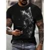 Men's T-shirt Wolf Print Casual Streetwear Fashion Short-sleeved Pullover Summer Outdoor Sports Top Tee Oversized Clothing
