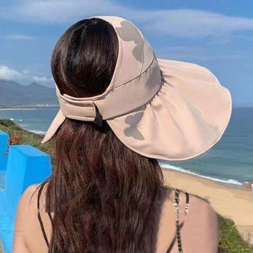 Women Summer UV Protection Wide Brim Panama Hat Bucket Hat Sun Cap Sunshade Hat Beach Cap